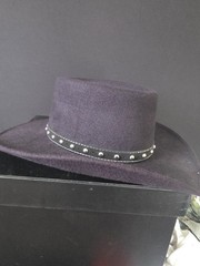 Vintage Pigalle 7X Wool Felt Gambler Hat Black Studded Leather Band Size 6 3/4