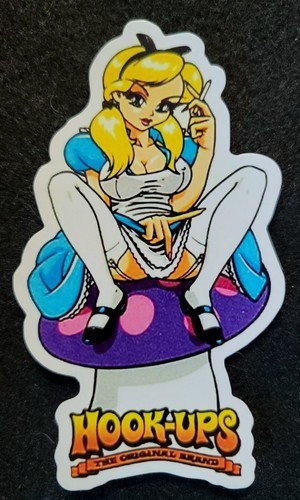 HOOK UP STICKER «MUSHROOM DOLL AND A SMOKE» 2 3/4 X 4 1/2″ GLOSSY!