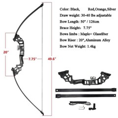 40lbs Bowfishing Recurve Bow Kit Fishing Arrow Reel Archery Straight Bow Hunting