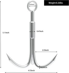 Grappling Hook with 3-Claw Stainless Steel,3 Claw Climbing Carabiner Hook for…