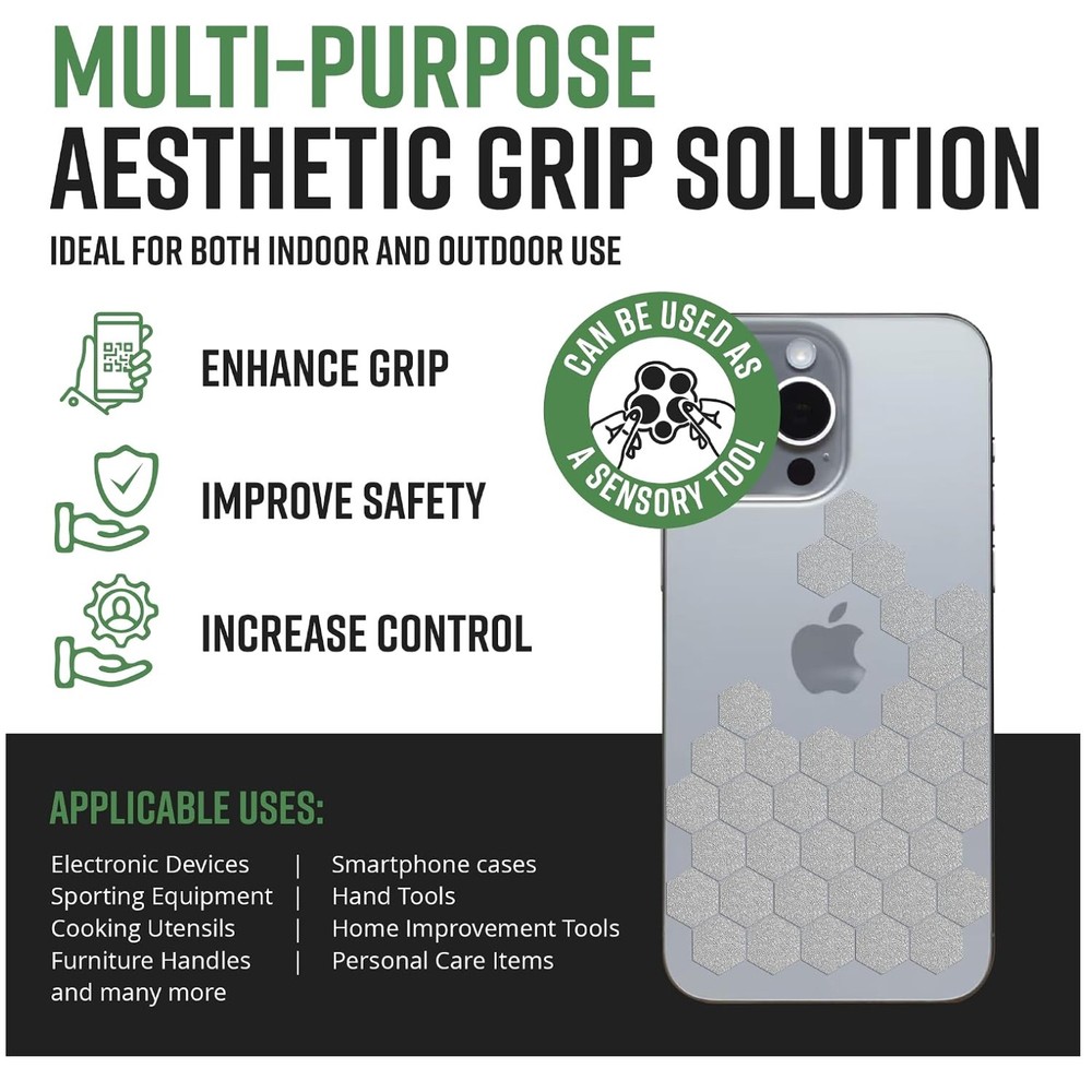 Enhanced Grip Tape for Phones, Guns, Keyboards – 2 Pack
