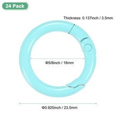24-Pack Metal Spring O Rings, 5/8″ Zinc Alloy Keyring Buckle [Aquamarine Blue]