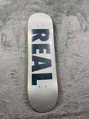 New Real Logo Skateboard Deck White Blue Art Graphic Skateboarding Street 8.25