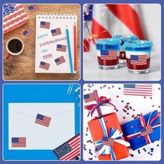 30Pcs Glitter American Flag USA Patriotic Adhesive Label Waterproof Stickers