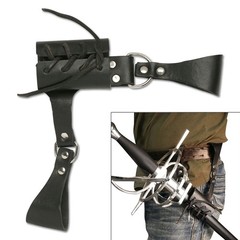 MASTER USA – Universal Leather Sword Frog – Steel 8-Inch Overall, None Listed