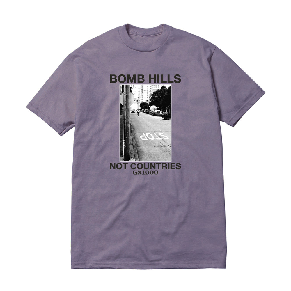 GX1000 Skateboards Bomb Hills Not Countries Lilac Purple / Chalk Gray T-Shirt