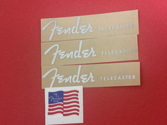 3 Pieces Rub-on Metal Guitar Logo Decal Sticker For Fender TELECASTER Free flag