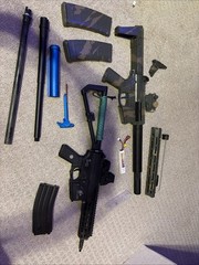 AIRSOFT Lot Two Guns One Aeg Calico Jack Modded, And One Gas Rifle Knights Arm.