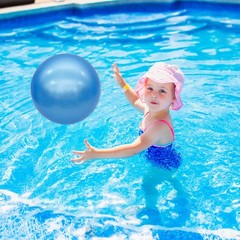 6Inch Inflatable Bouncy Balls Set with Hand Pump 6 Pieces, Blue