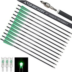 20» Crossbow Bolts Carbon Shafts OD8.8mm / 3 xLighted Nocks for Archery Hunting