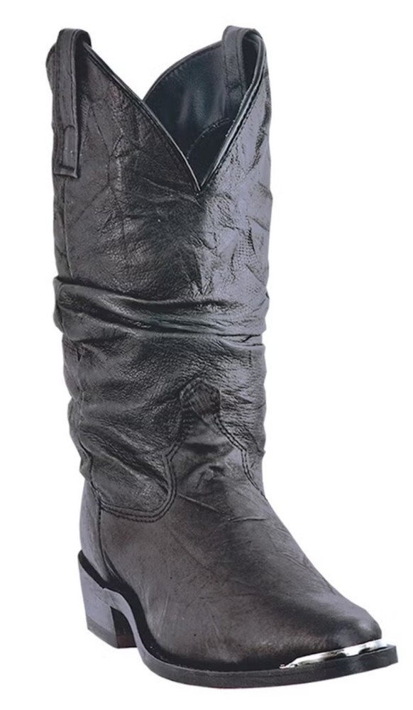 Dingo 12″ Slouch Men’s Western Boots Size 10 Distressed Black 15240 Vintage
