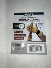 New Tough 1 Yellow Soft Cowhide Rodeo Bronc Glove Large #58-5900 FF-1