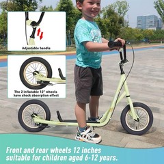 Kick Scooter Bike for 6-12-Years Old Kids W/Adjustable Handlebar 12 In. Infla…