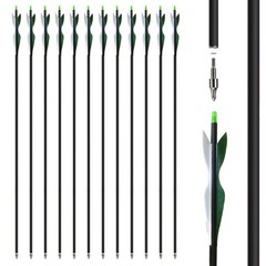 12Pcs 30″ Archery Carbon Arrows Turkey Feathers SP 500 for Recurve&Compound Bow
