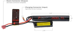 Zion Arms Airsoft 11.1v 2600mAh Lithium-Ion Nunchuck Battery Deans Connector