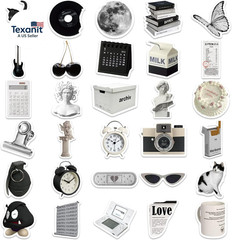 Aesthetic Stickers Black and White Sticker Pack 60PCS, Y2K Sticker for Laptop De