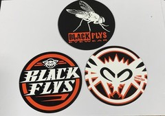 2 1/2 inch Circle Black Flys Eyewear STICKER Surf Skate Snow Party Lot of 3