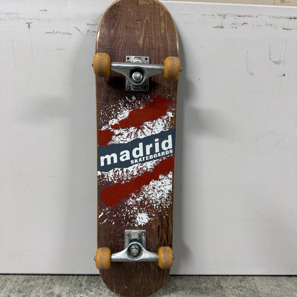 Vintage Madrid Skateboard Explosion Wood Grain Cadillac Trucks Complete