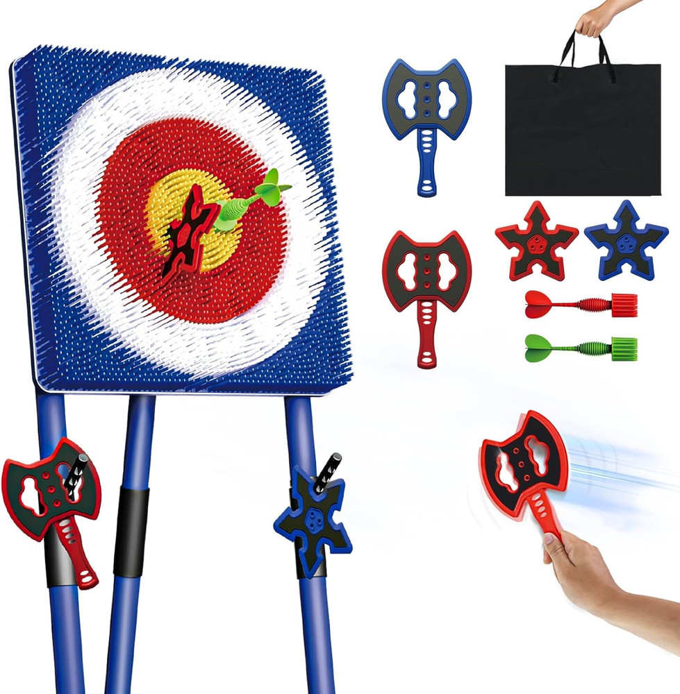 Axe Throwing Game for Backyard – Steel Frame Ax Throw Kit for Kids & Adults – Br