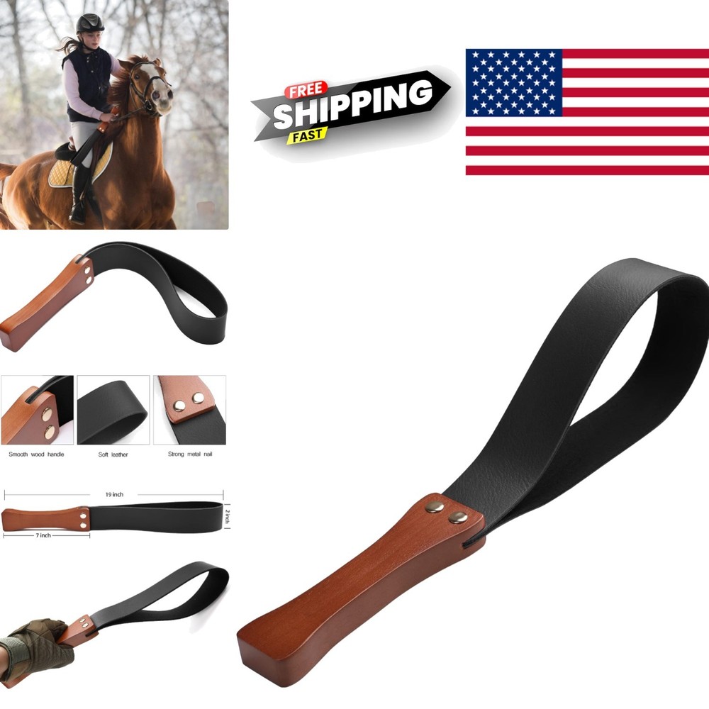 Equestrian Riding Aid 19 Inches Black Wooden Handle Anti Slip for Horse Training