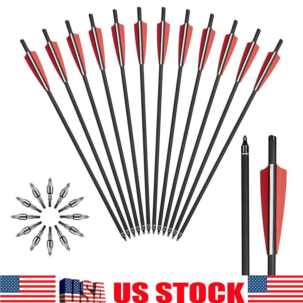 TOPARCHERY 20″ Crossbow Bolts Crossbow Arrows OD8.8mm for Archery Hunting-12PACK