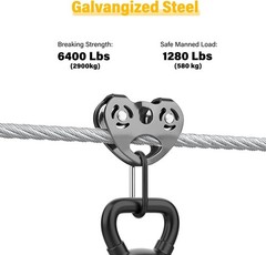 1/4″ Steel Cable, Sunuwk 30Ft 7×19 Strand Aircraft Cable with Loops, 6400 Lbs