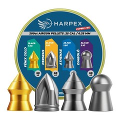 Harpex Combo mix Airgun Pellets .25 Caliber 200ct Pointed + Impact Hunting