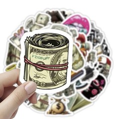 25Pcs Random Funny Money Dollar Pattern a Cartoon Graffiti Waterproof Stickers