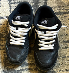 Nike SB Dunk Low Pro Skateboarding Shoes Black w/ White Laces Size 12