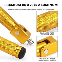 M8 Motorcycle Foot Pegs 90 Degree Foldable Bike Pegs CNC Anti-Skid Gold
