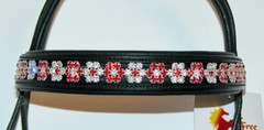 FSS Red Siam Aquamarine Blue FLOWER Rhinestone BLING Crystal Padded BROWBAND NEW