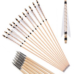 32″ Wooden Arrow 5″ Turkey Feather Archery Recurve Bow Longbow Hunting Shooting
