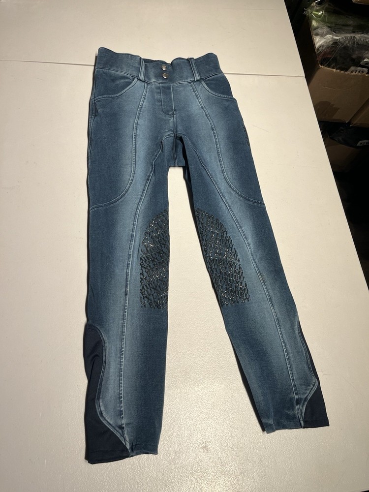 Lemieux Breeches Women’s 22 UK 6 Blue Denim Equestrian Knee Riding Nylon 24×24.5