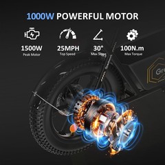 Electric Scooter with Seat & Basket Long Range 1500W 48V 16″ Fat Tires Commuter