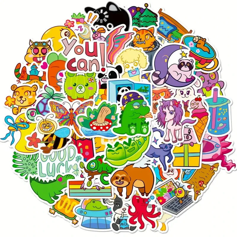 50 Pack of Cool Cartoon Stickers for Laptop/Water Bottle/Phone Case