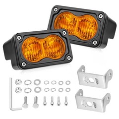 LED Pods, 3 Inch Flood CREE LED Fog Lights 40W Small Driving Flood Beam Amber