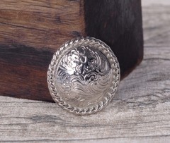 1-1/2″ SET 6 WESTERN SADDLE BLING SILVER ENGRAVED FLORAL BIG DIY LEATHER CONCHOS