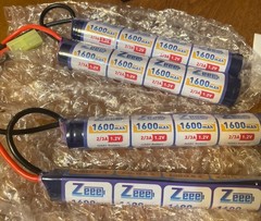 2x Zeee 9.6V Airsoft Battery 1600mAh NiMH Battery with Mini Tamiya Connector