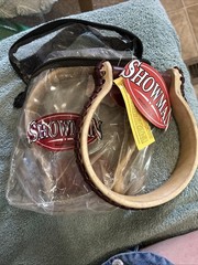 Showman Rawhide Covered Oxbow Stirrup with Leather Stitched Sides! Free Shipping