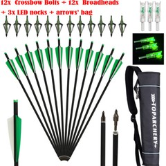 12PCS 20» Carbon Crossbow Bolts Crossbow Arrows 100 Grain Broadheads Hunting