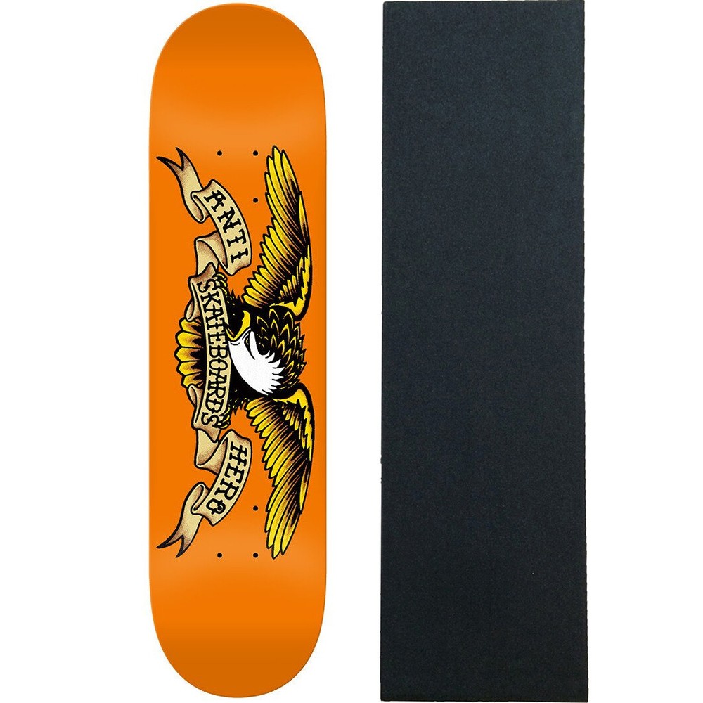 Anti Hero Skateboard Deck Classic Eagle Orange 9.0″ With Jessup Grip