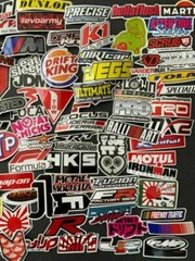 100Pcs JDM Brand Logo Themed Waterproof Stickers Pack Car Motorcycle Racing Moto