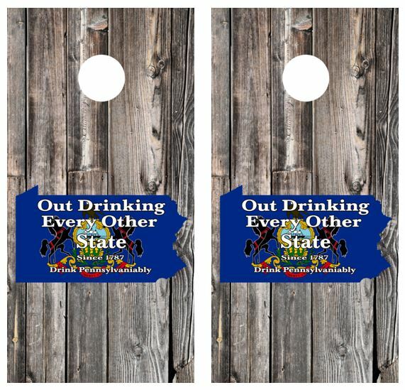 Penn Out Drinking Every Other State Cornhole Board Wraps FREE LAMINATION #3358