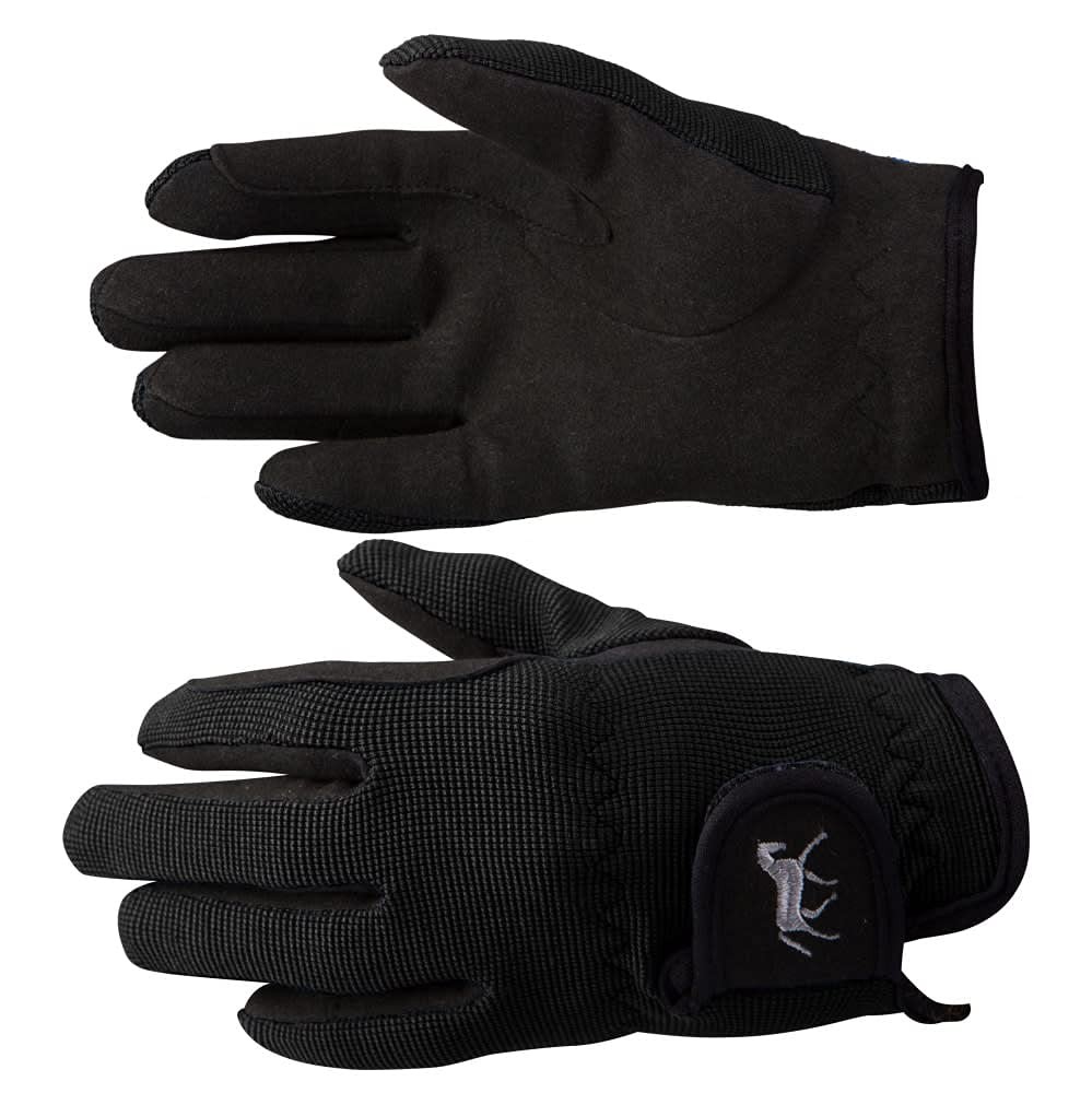 Kids’ Unisex Stretchy Adjustable Horse Riding Equestrian Gloves with Suede Gr…