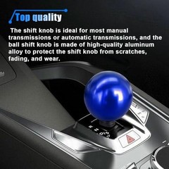 Car Round Ball Gear Shift Knob, Aluminum Alloy Gear Shift Stick Head for Blue