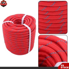 1/2in × 125ft Double Braided Polyester Rope Breaking Strength 8400 Pounds Red