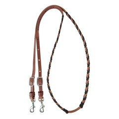MARTIN SADDLERY Latigo Laced 5/8in Thick Buckle, Keeper Snap Ends Barrel Rein