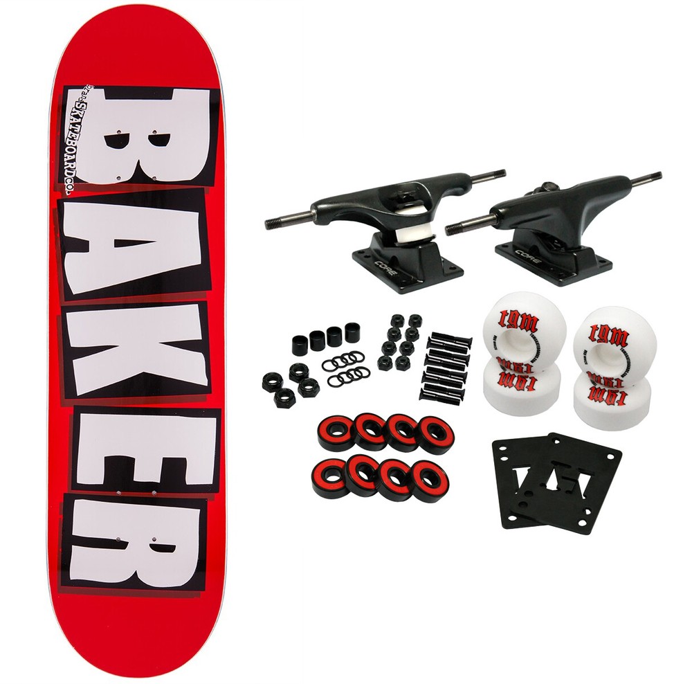 BAKER SKATEBOARD COMPLETE Brand Logo White 8.5′ Black Trucks White Wheels