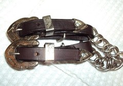 SIMCO Western Leather Chain Curb Chin Strap – SILVER BUCKLES – 3-Holes – GREAT
