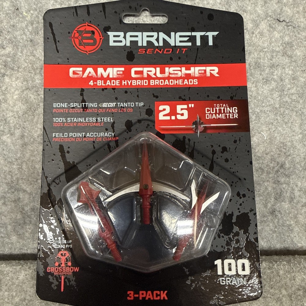 NEW💫Barnett Gamecrusher Hybrid Broadheads 100 gr. 3 pk. Crossbow 2.5 DIAMETER